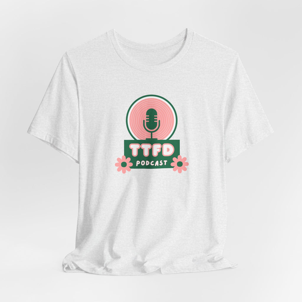 T‑Shirt — TTFD Podcast Logo Tee (Microphone & Flowers)