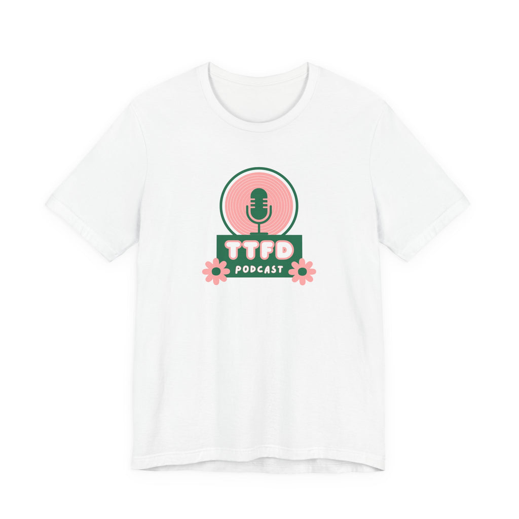 T‑Shirt — TTFD Podcast Logo Tee (Microphone & Flowers)