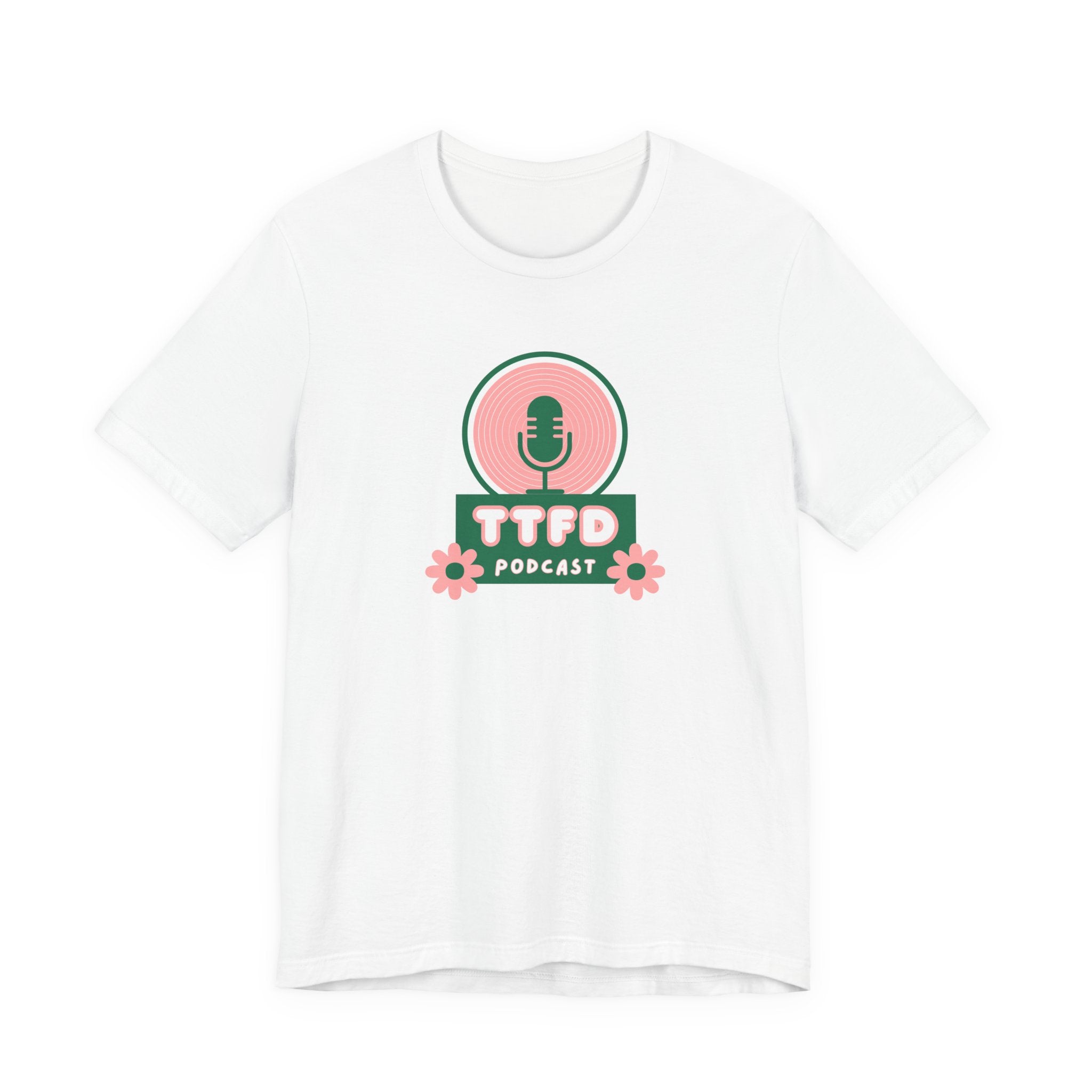 T‑Shirt — TTFD Podcast Logo Tee (Microphone & Flowers)