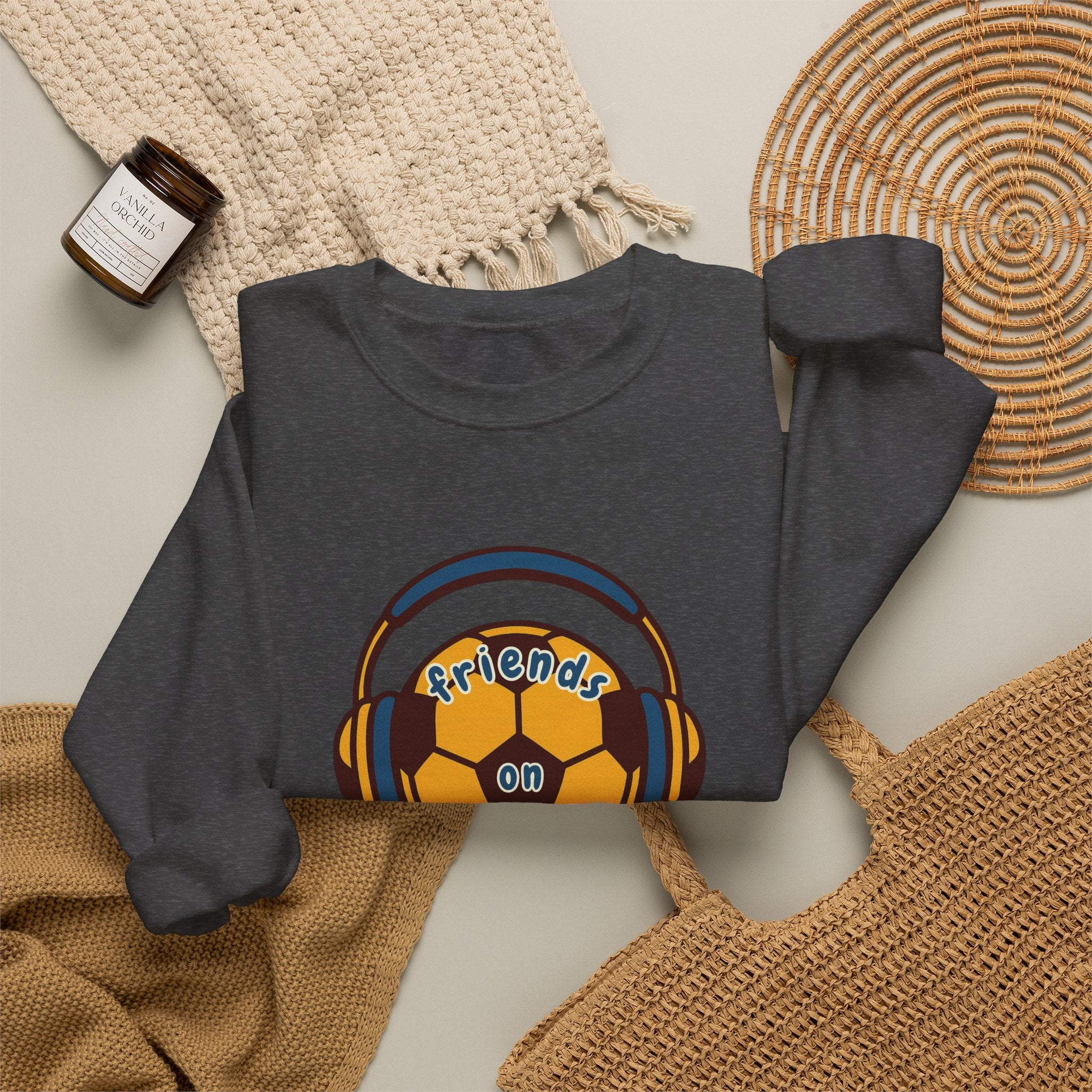 Crewneck Sweatshirt — 'Friends on Football' Headphones Logo