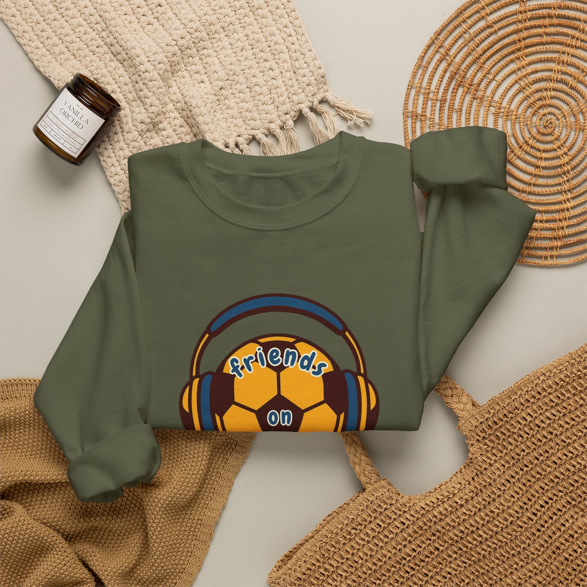 Crewneck Sweatshirt — 'Friends on Football' Headphones Logo