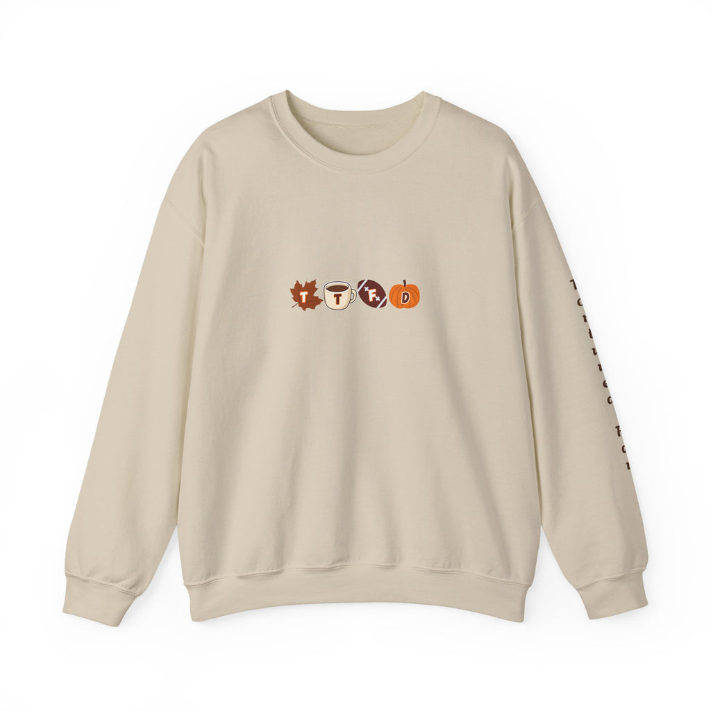 Fall Leaves & Pumpkins Crewneck Sweatshirt — Autumn Graphic Pullover