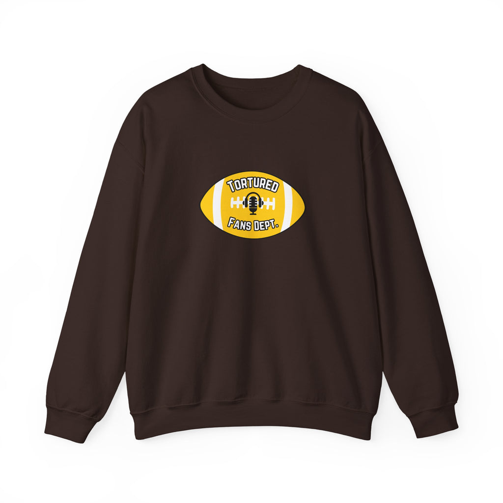 Tortured Fans Dept. Football Crewneck Sweatshirt (Yellow Logo)