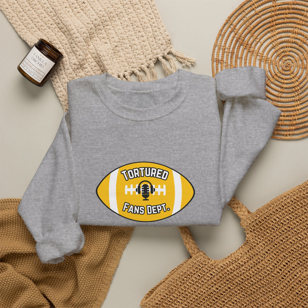 Tortured Fans Dept. Football Crewneck Sweatshirt (Yellow Logo)