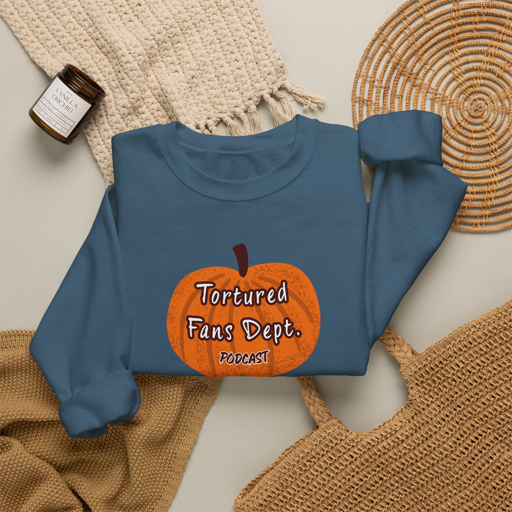 Crewneck Sweatshirt — Pumpkin "Tortured Fan" Halloween Graphic