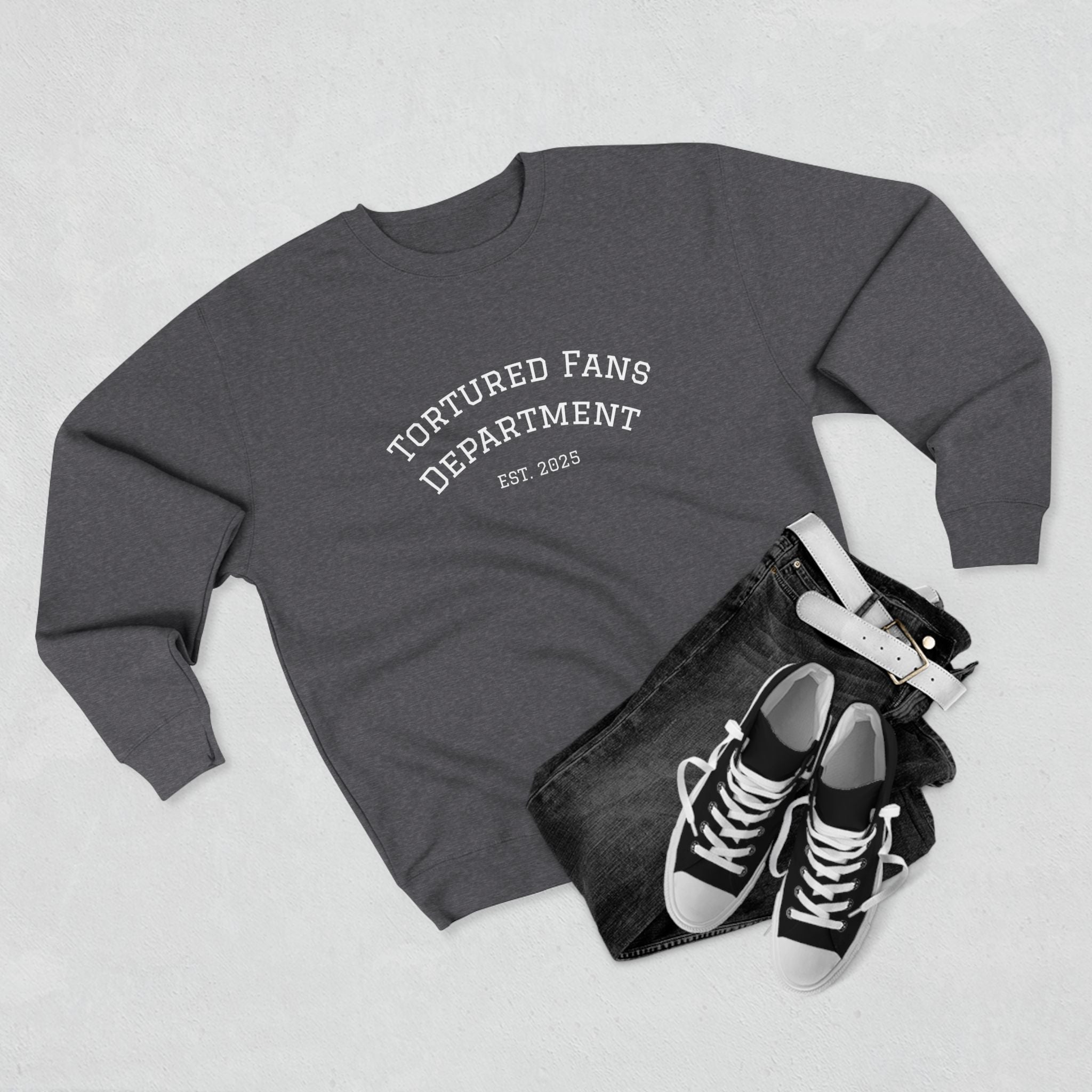 Tortured Fans Unisex Crewneck Sweatshirt - Cozy Gift for Fans, Casual Wear, Oversized Comfort, Great for Events, Emotional Support Clothing