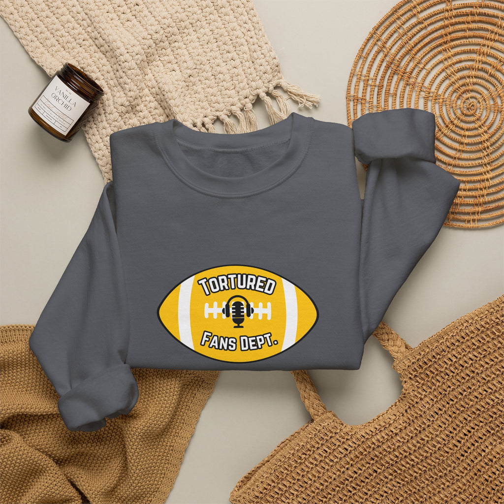 Tortured Fans Dept. Football Crewneck Sweatshirt (Yellow Logo)