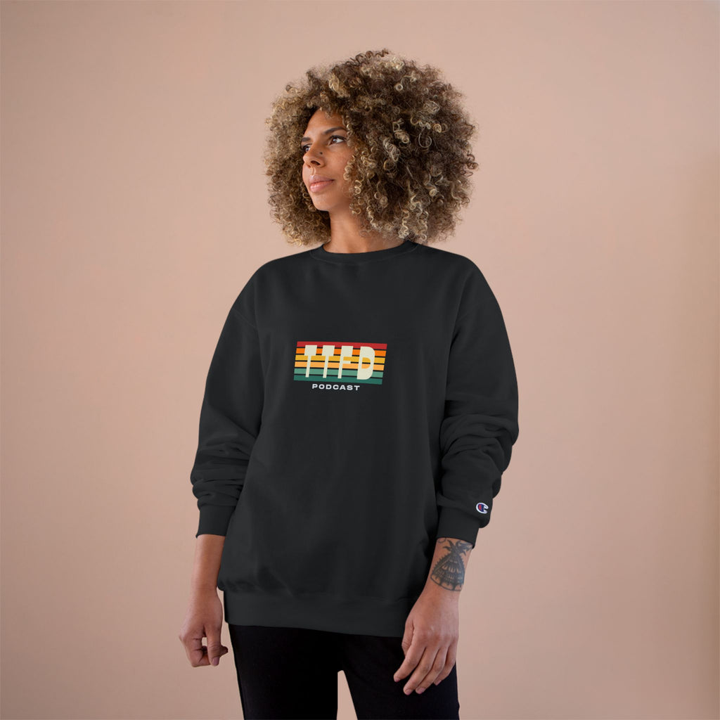 Champion Sweatshirt — Retro Stripes "WYD Podcast" Crewneck