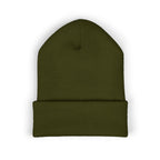 Embroidered 'TIFO' Cuffed Beanie — Cozy Olive Knit Winter Hat