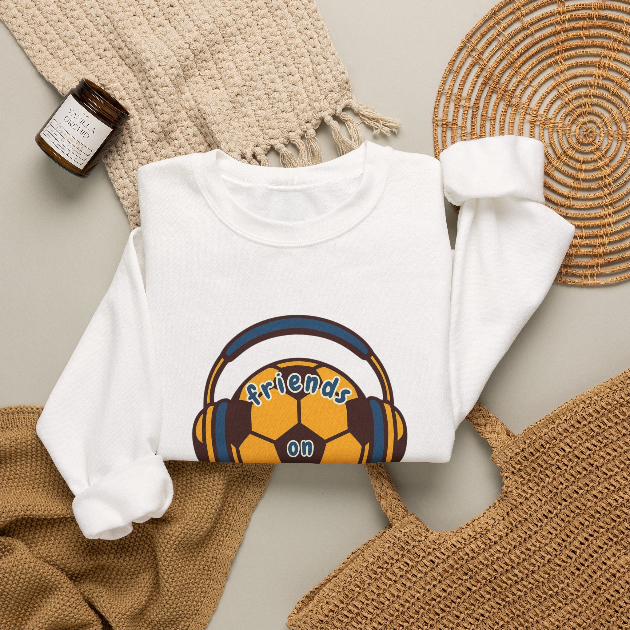 Crewneck Sweatshirt — 'Friends on Football' Headphones Logo