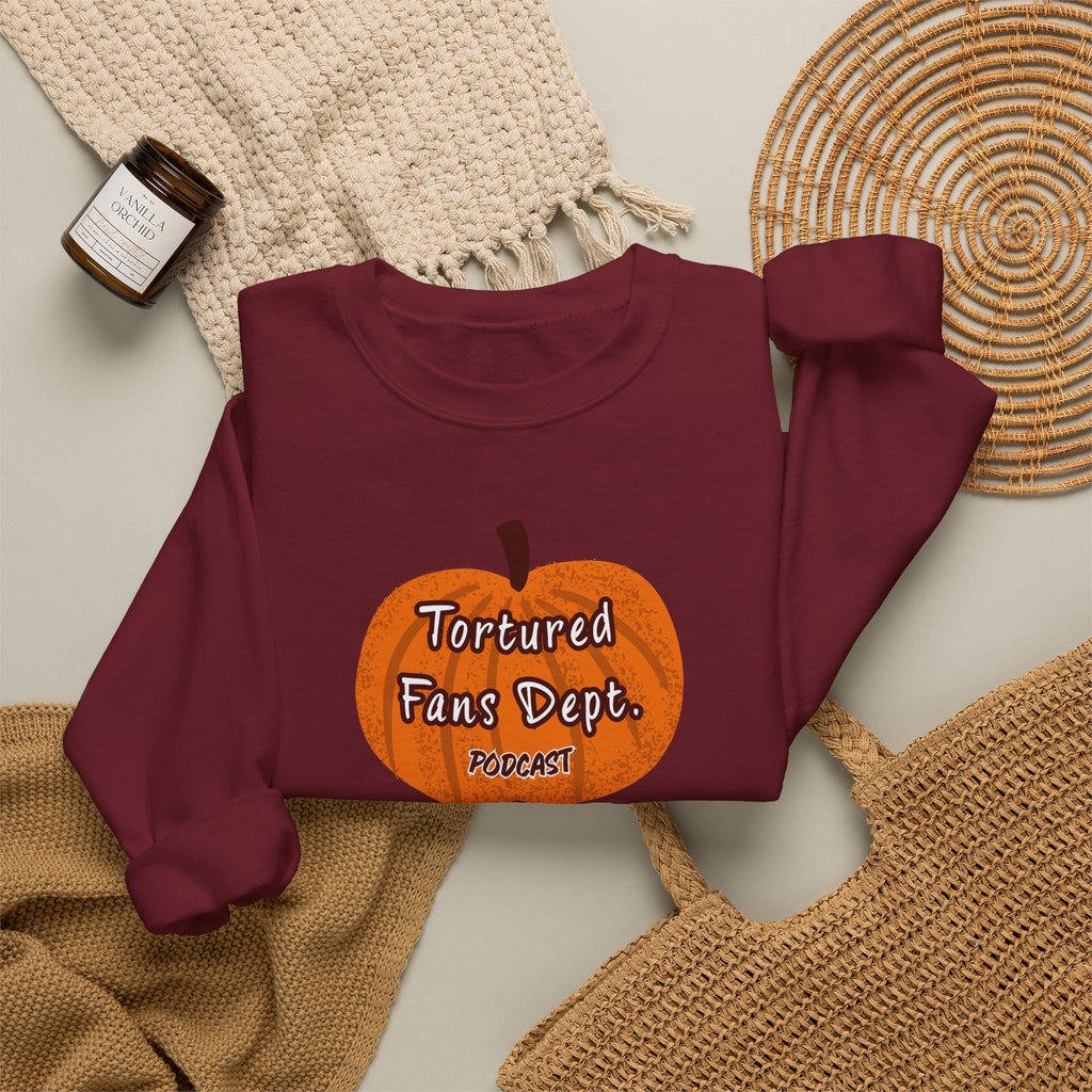 Crewneck Sweatshirt — Pumpkin "Tortured Fan" Halloween Graphic