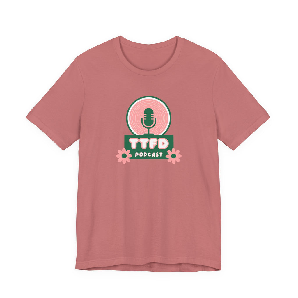 T‑Shirt — TTFD Podcast Logo Tee (Microphone & Flowers)