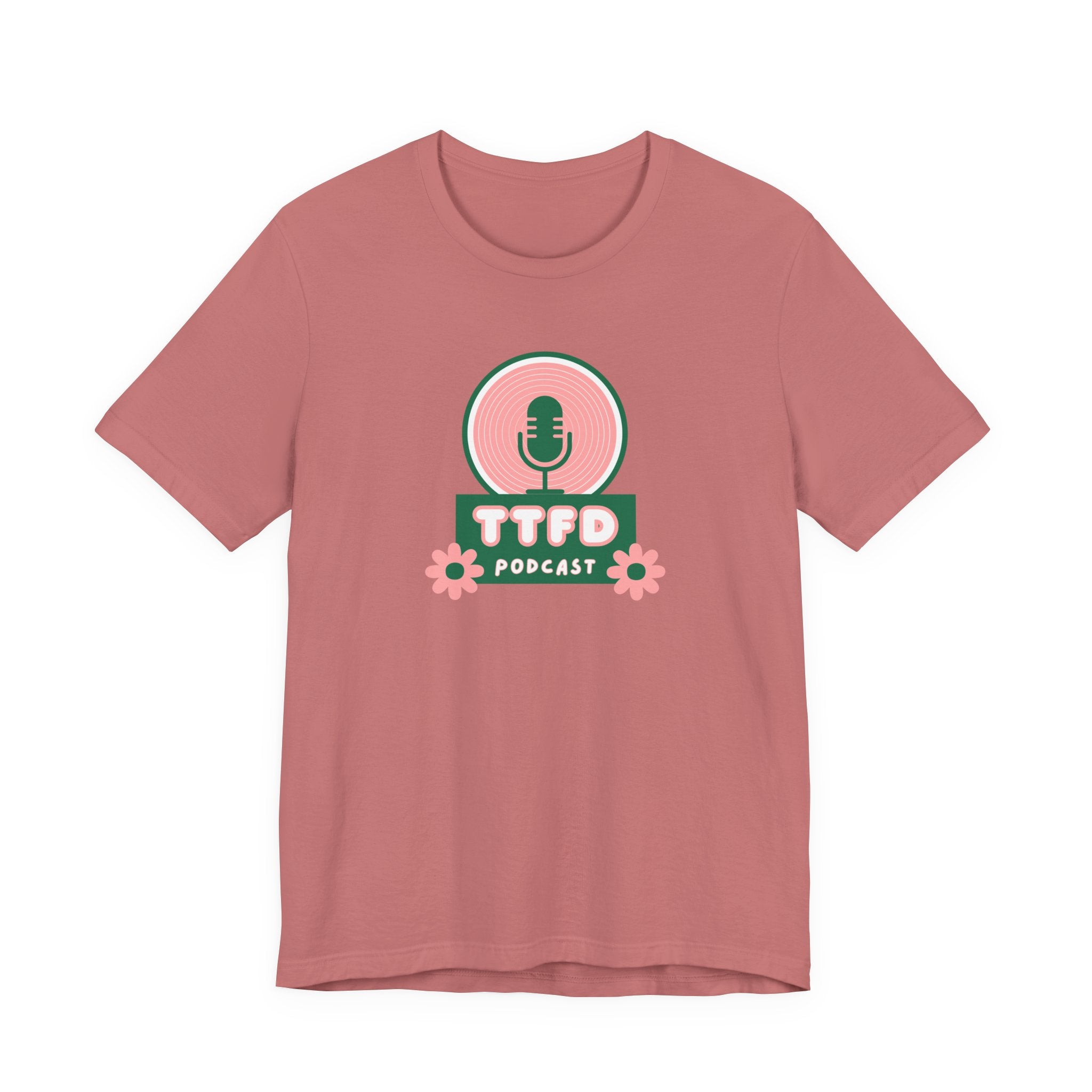 T‑Shirt — TTFD Podcast Logo Tee (Microphone & Flowers)