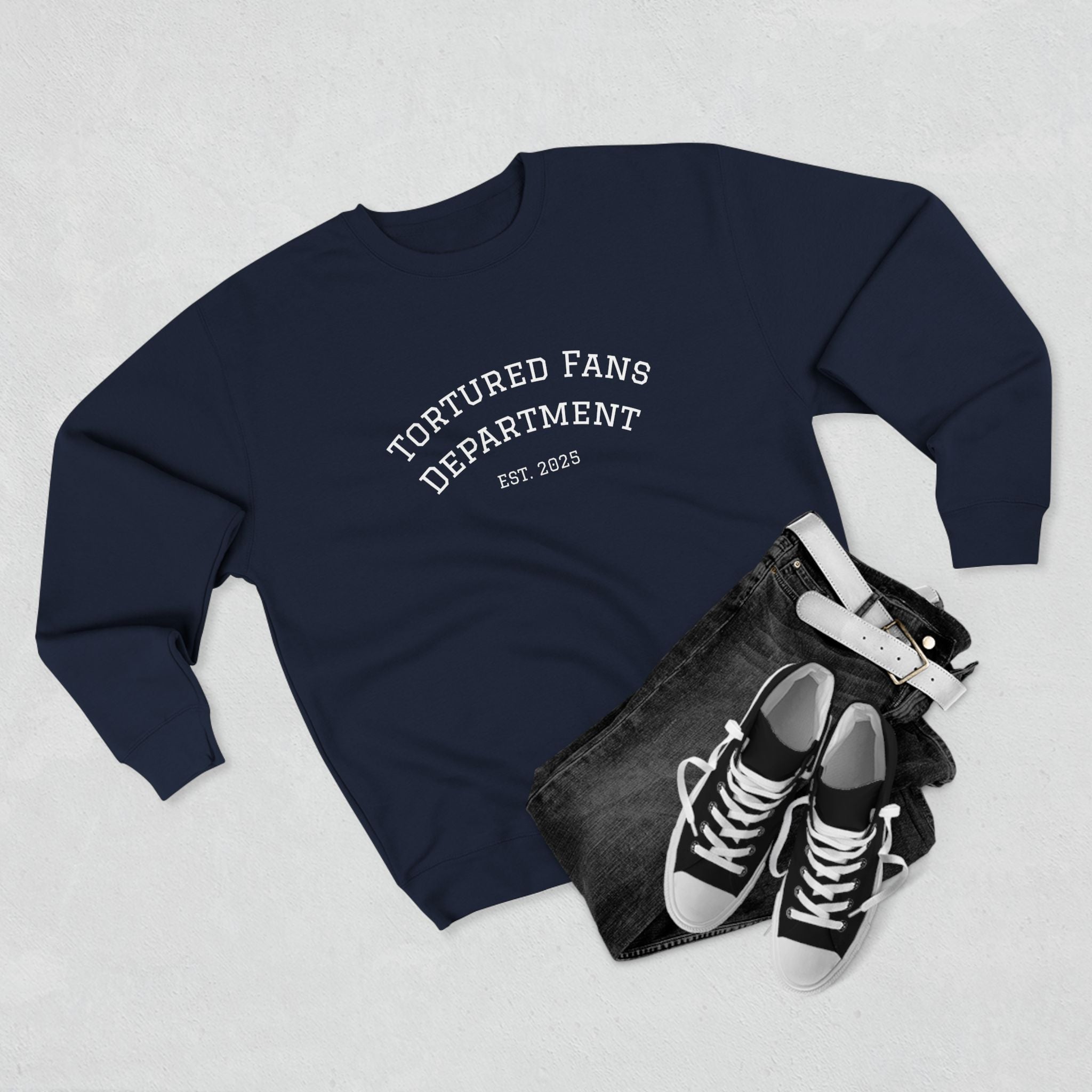 Tortured Fans Unisex Crewneck Sweatshirt - Cozy Gift for Fans, Casual Wear, Oversized Comfort, Great for Events, Emotional Support Clothing