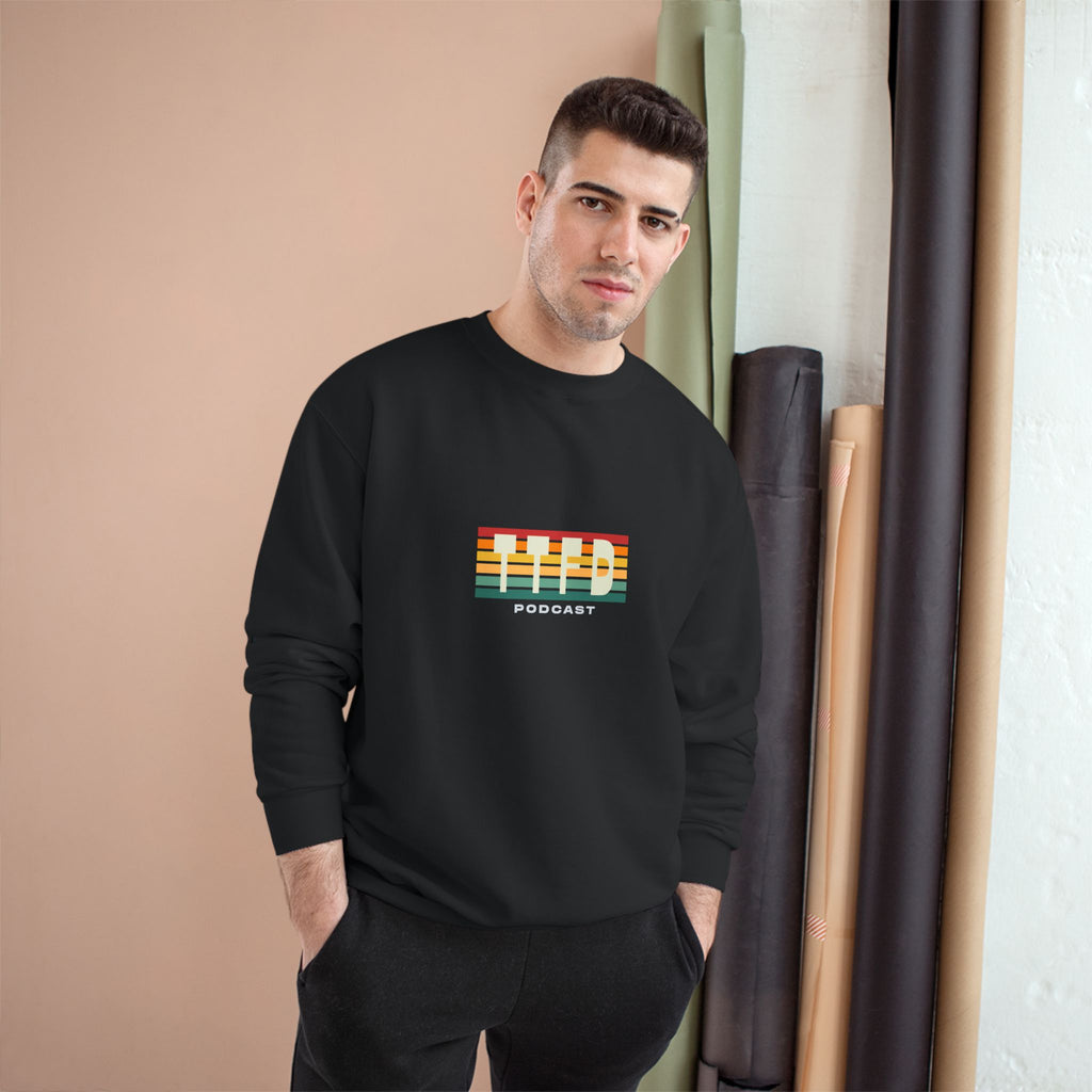 Champion Sweatshirt — Retro Stripes "WYD Podcast" Crewneck