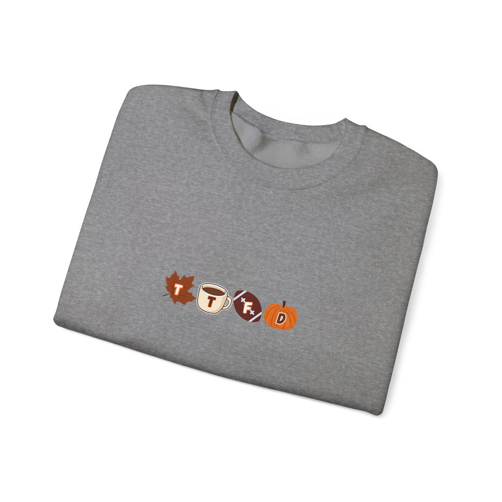 Fall Leaves & Pumpkins Crewneck Sweatshirt — Autumn Graphic Pullover