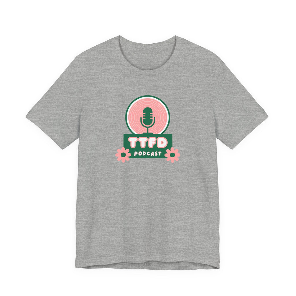 T‑Shirt — TTFD Podcast Logo Tee (Microphone & Flowers)