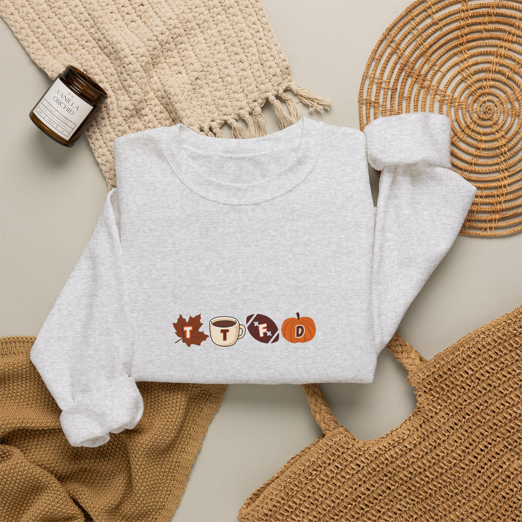 Fall Leaves & Pumpkins Crewneck Sweatshirt — Autumn Graphic Pullover