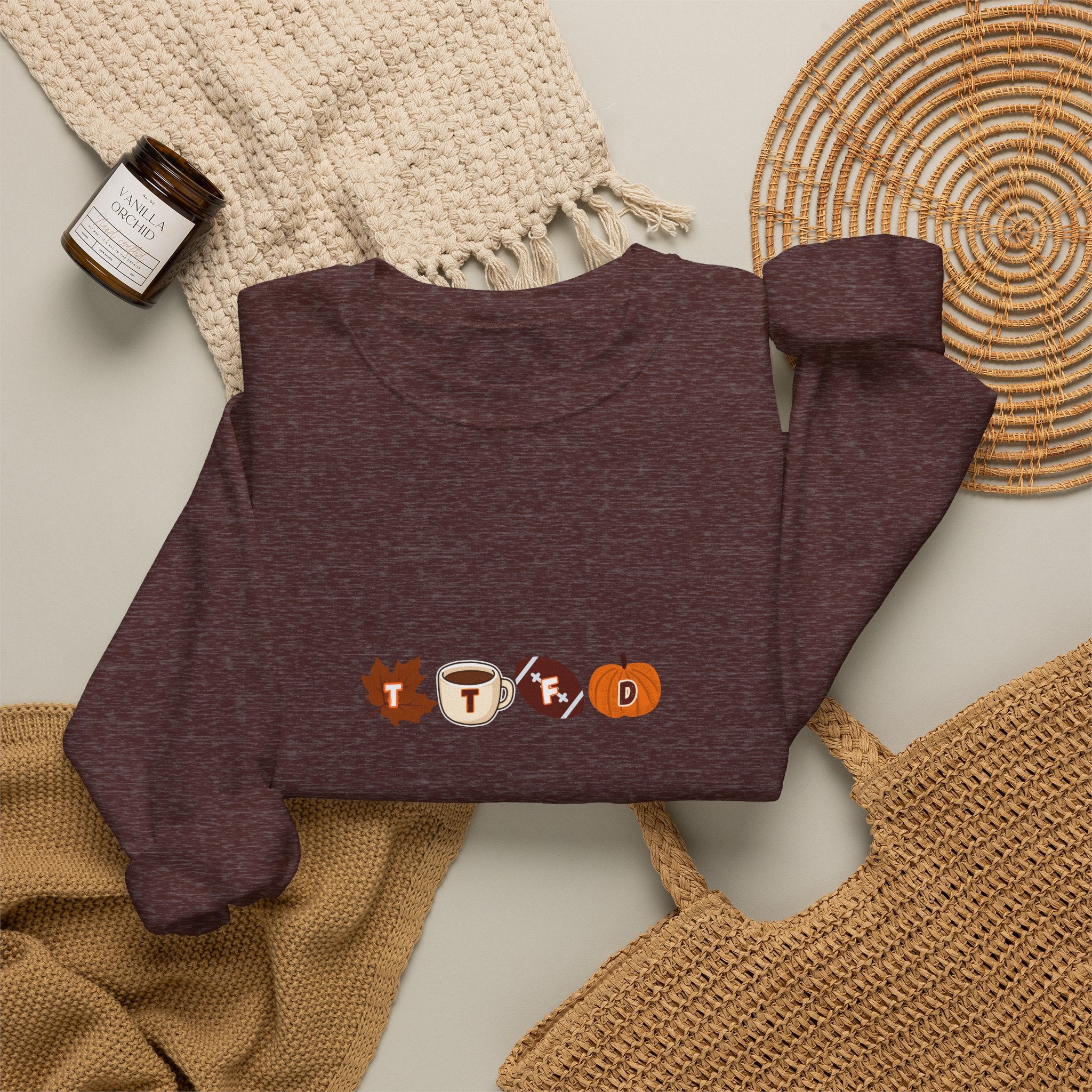 Fall Leaves & Pumpkins Crewneck Sweatshirt — Autumn Graphic Pullover