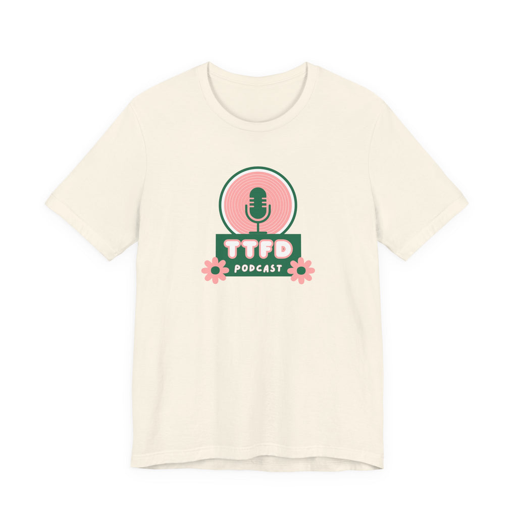 T‑Shirt — TTFD Podcast Logo Tee (Microphone & Flowers)