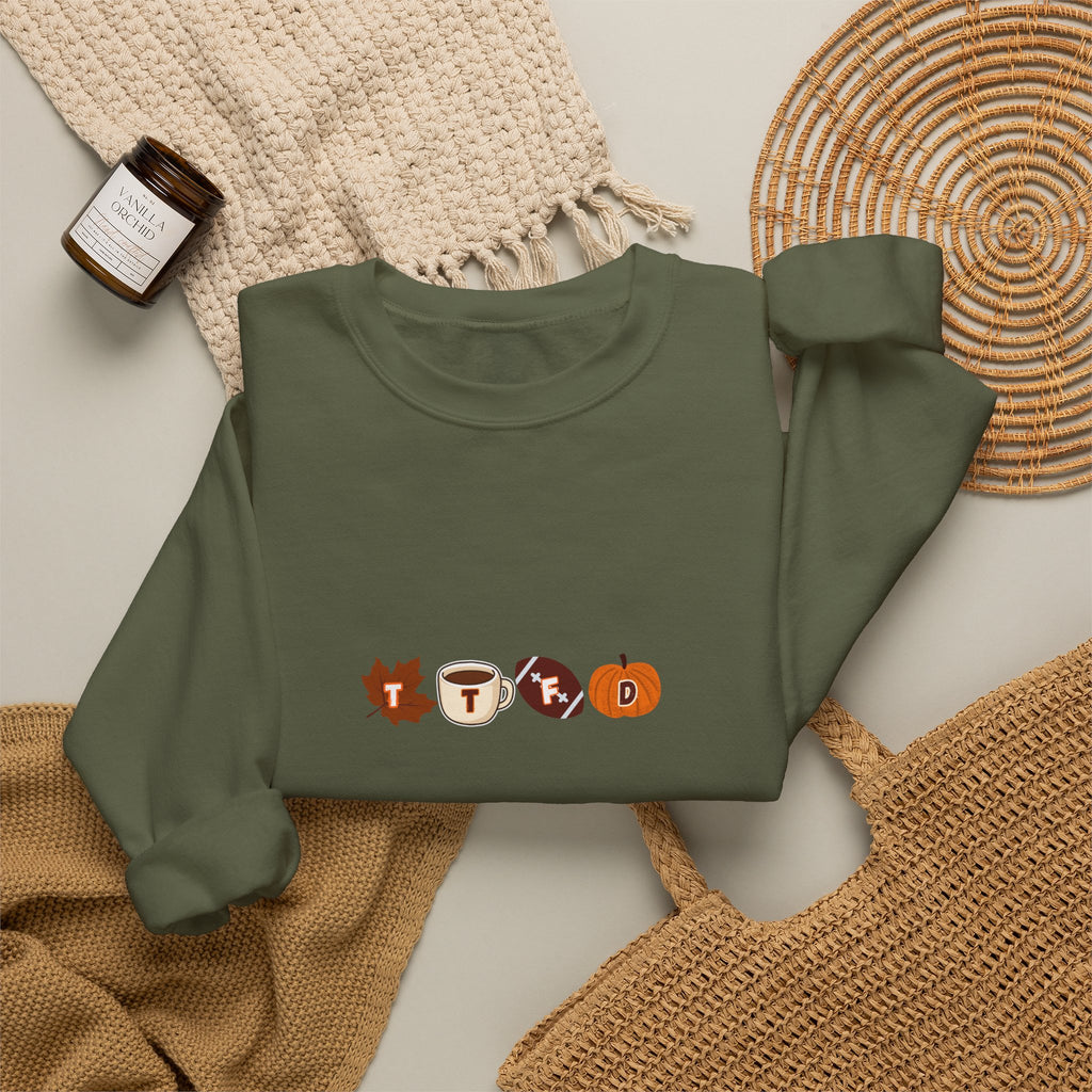 Fall Leaves & Pumpkins Crewneck Sweatshirt — Autumn Graphic Pullover