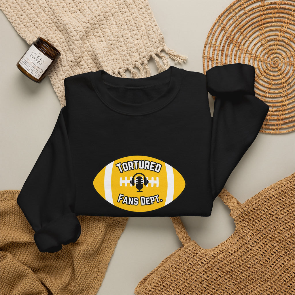 Tortured Fans Dept. Football Crewneck Sweatshirt (Yellow Logo)