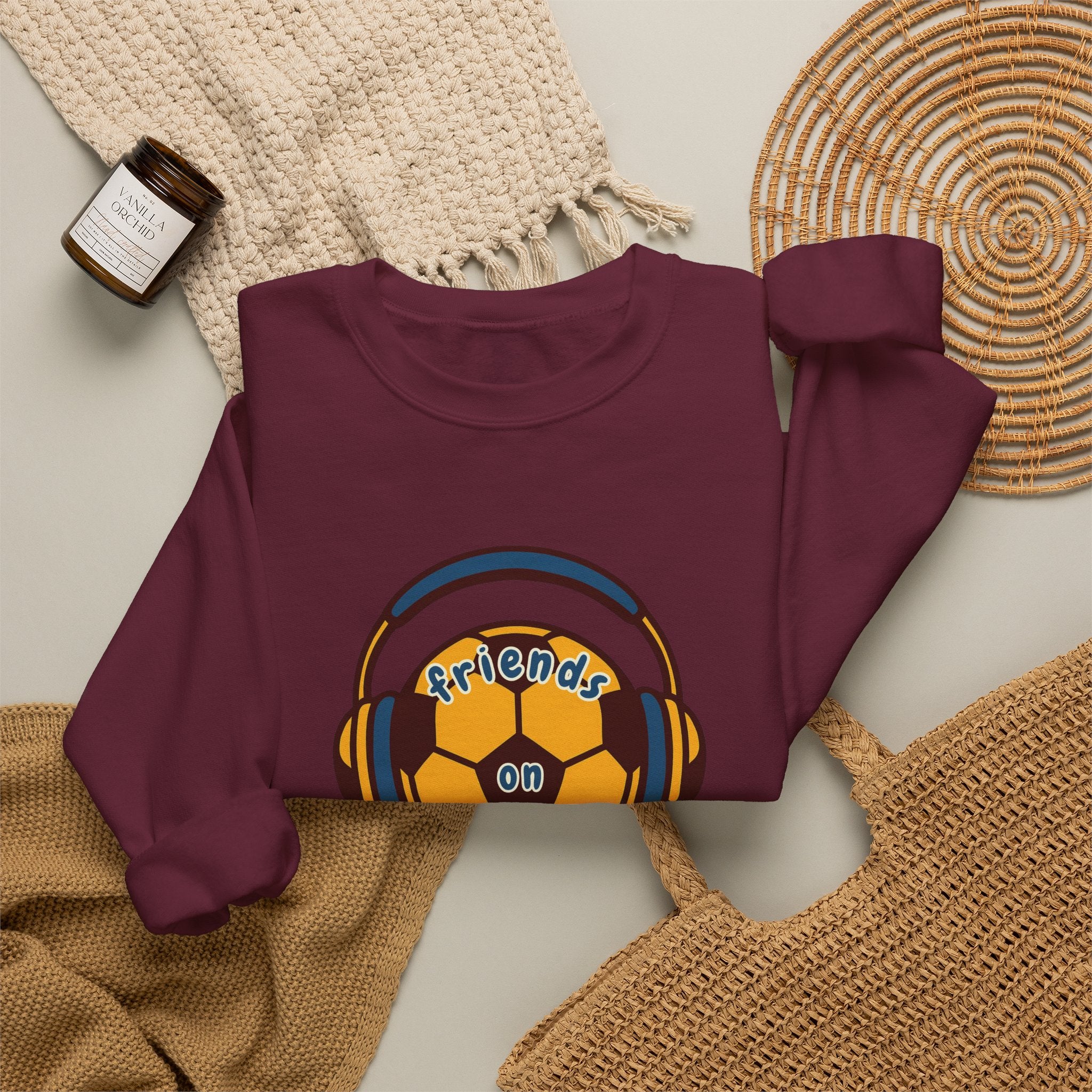 Crewneck Sweatshirt — 'Friends on Football' Headphones Logo