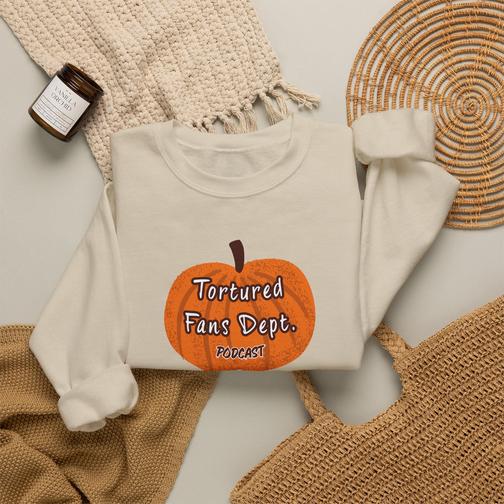 Crewneck Sweatshirt — Pumpkin "Tortured Fan" Halloween Graphic