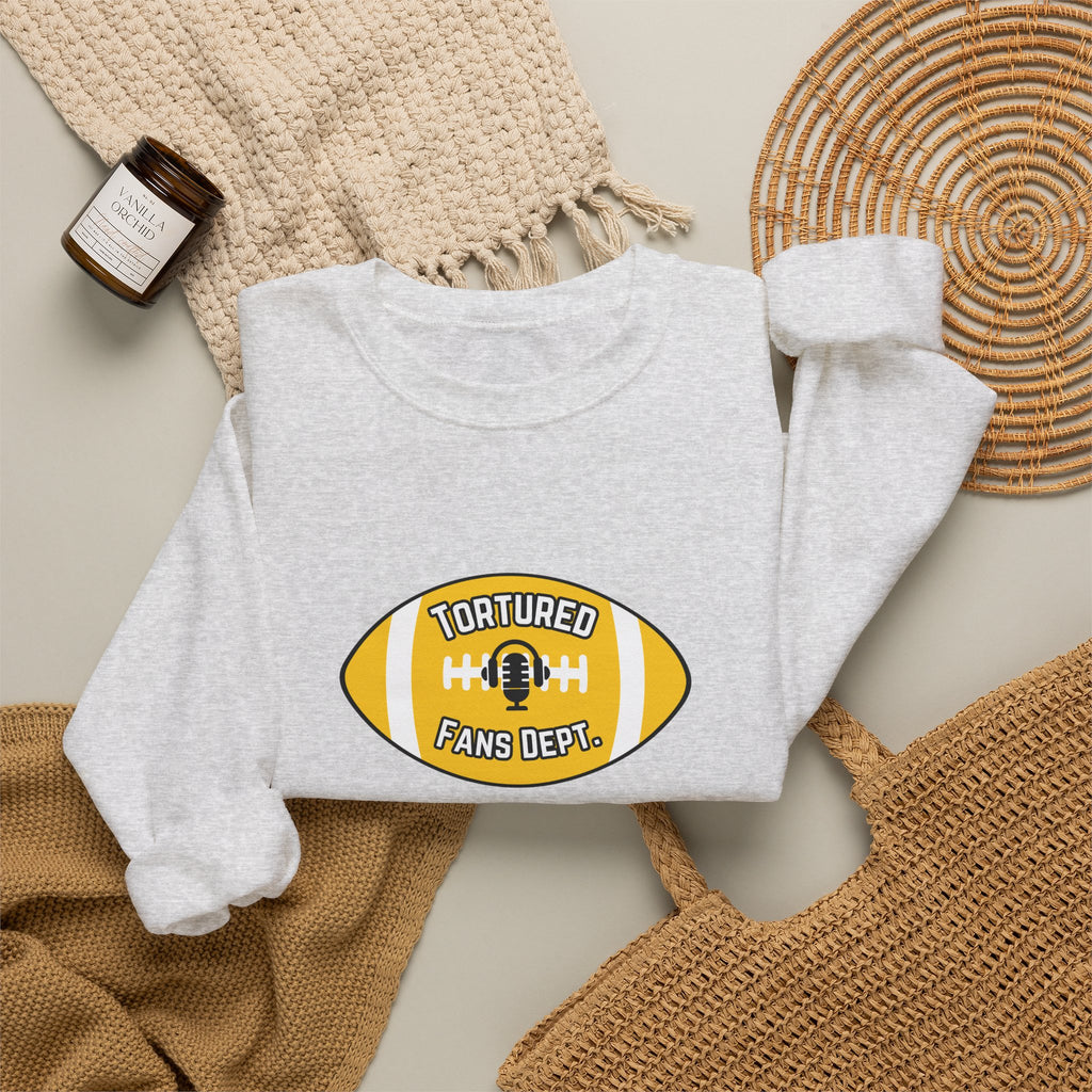 Tortured Fans Dept. Football Crewneck Sweatshirt (Yellow Logo)