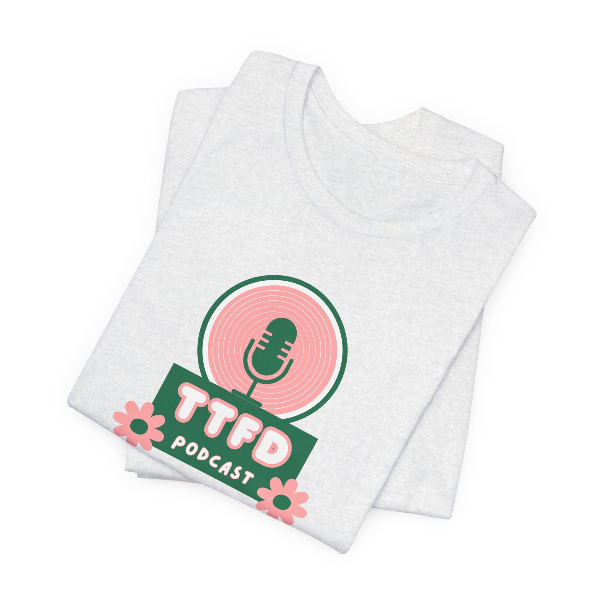 T‑Shirt — TTFD Podcast Logo Tee (Microphone & Flowers)