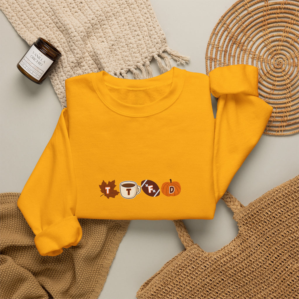 Fall Leaves & Pumpkins Crewneck Sweatshirt — Autumn Graphic Pullover