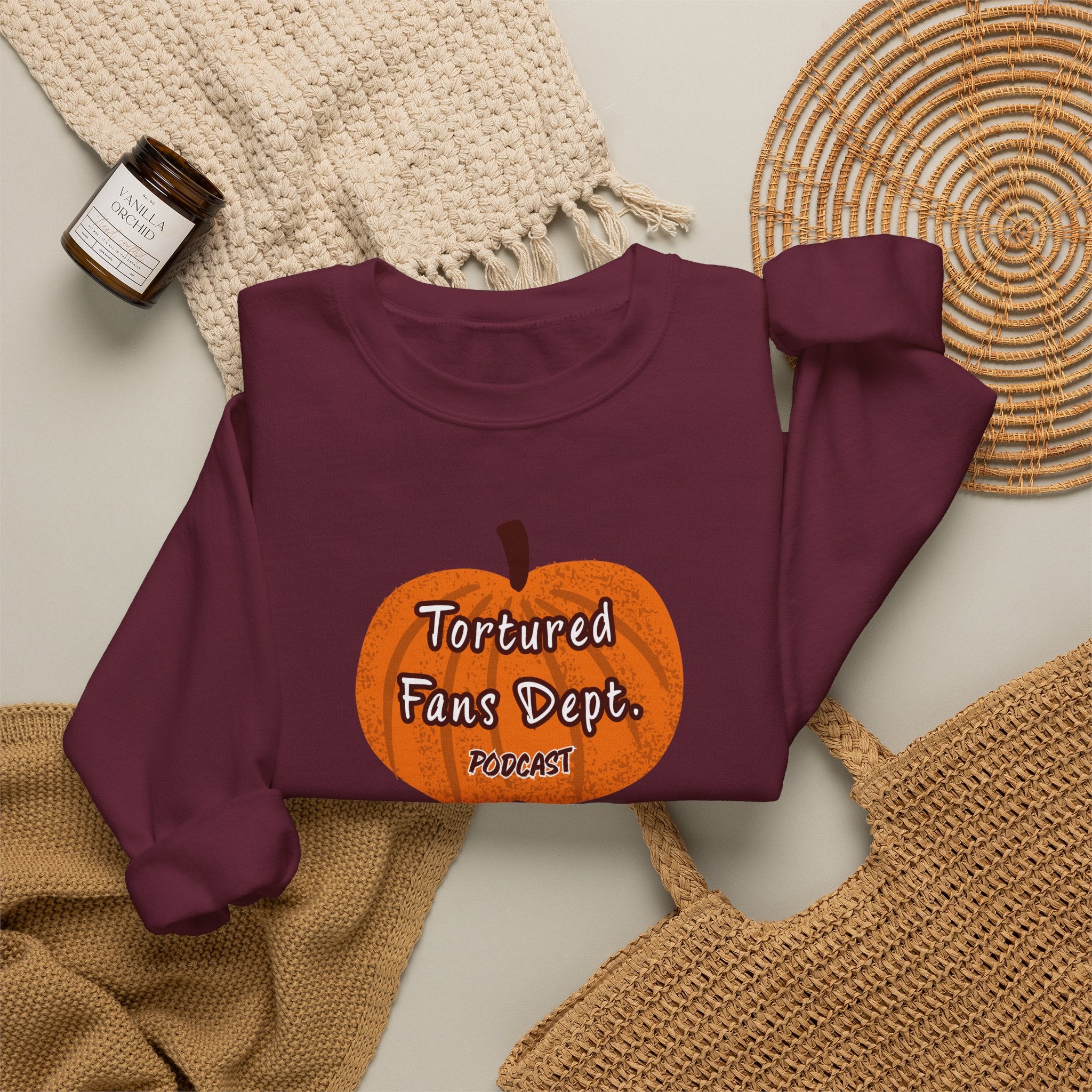 Crewneck Sweatshirt — Pumpkin "Tortured Fan" Halloween Graphic