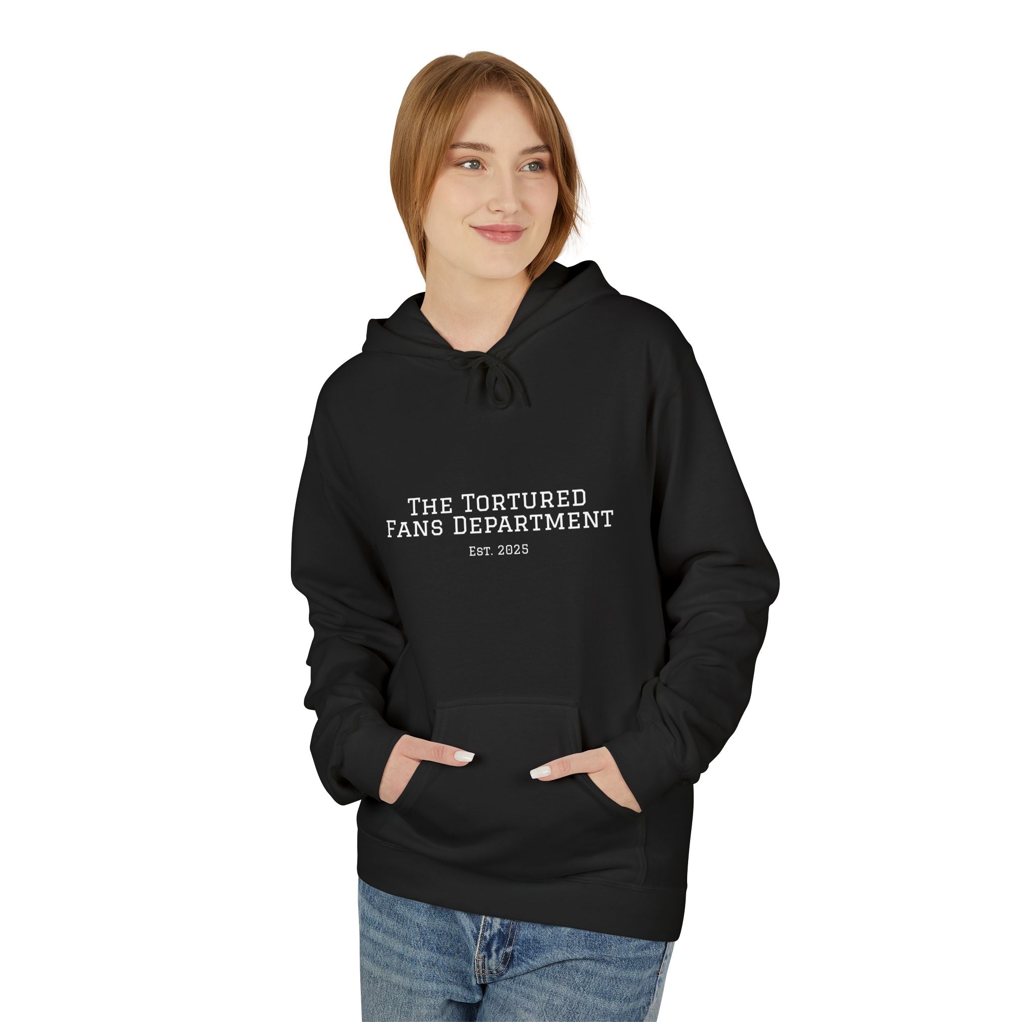 Tortured Fans Department Hoodie, Cozy Unisex Sweatshirt, Perfect for Fans, Gift for Occasions, Casual Wear, Fleece Pullover