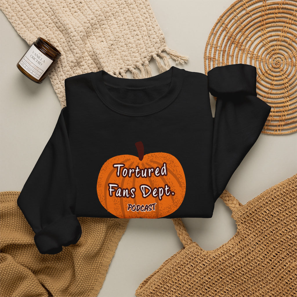 Crewneck Sweatshirt — Pumpkin "Tortured Fan" Halloween Graphic
