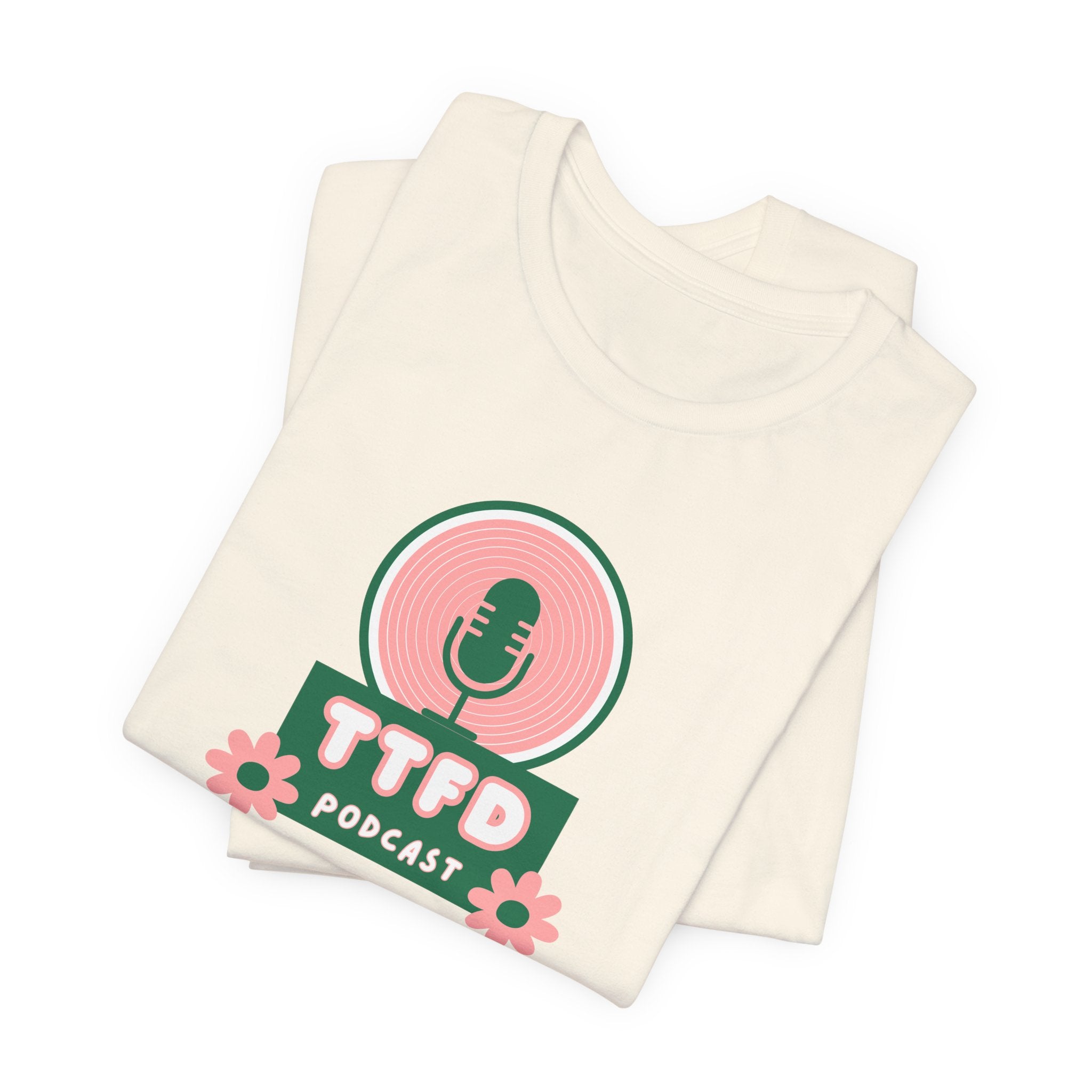 T‑Shirt — TTFD Podcast Logo Tee (Microphone & Flowers)