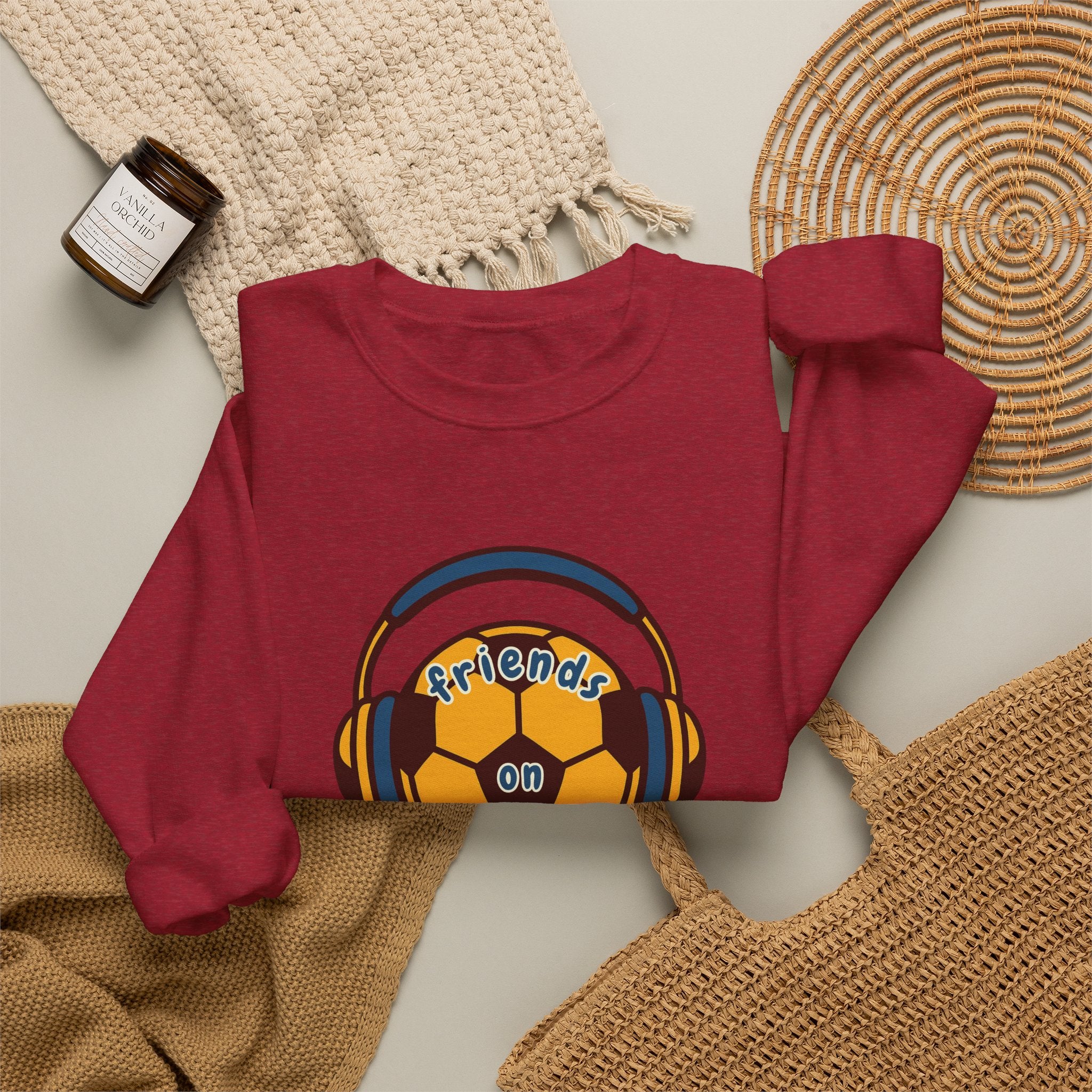 Crewneck Sweatshirt — 'Friends on Football' Headphones Logo