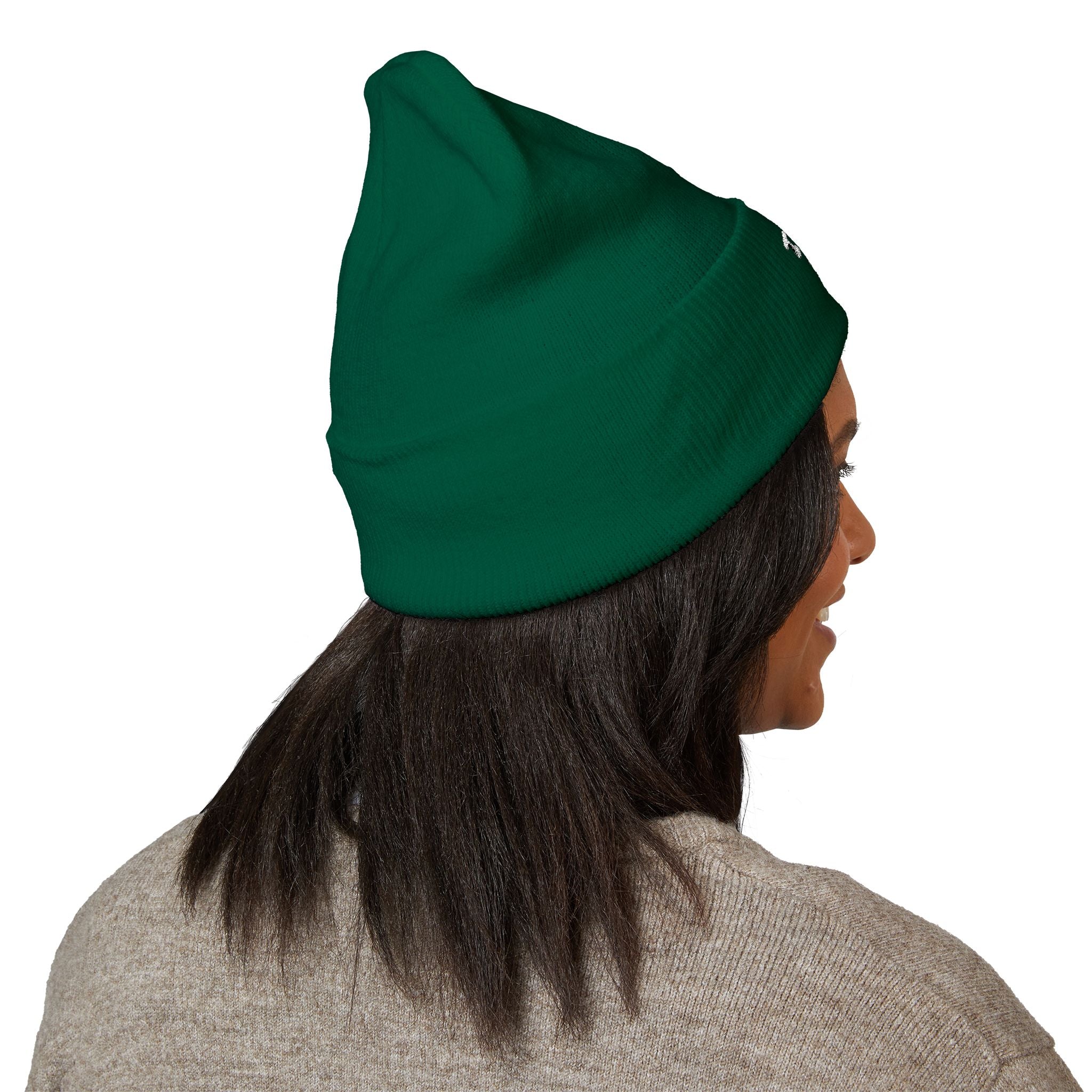 Embroidered 'TIFO' Cuffed Beanie — Cozy Olive Knit Winter Hat