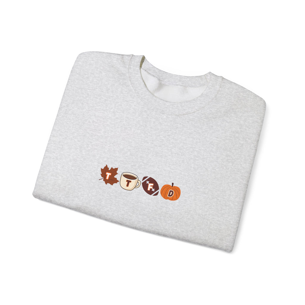 Fall Leaves & Pumpkins Crewneck Sweatshirt — Autumn Graphic Pullover