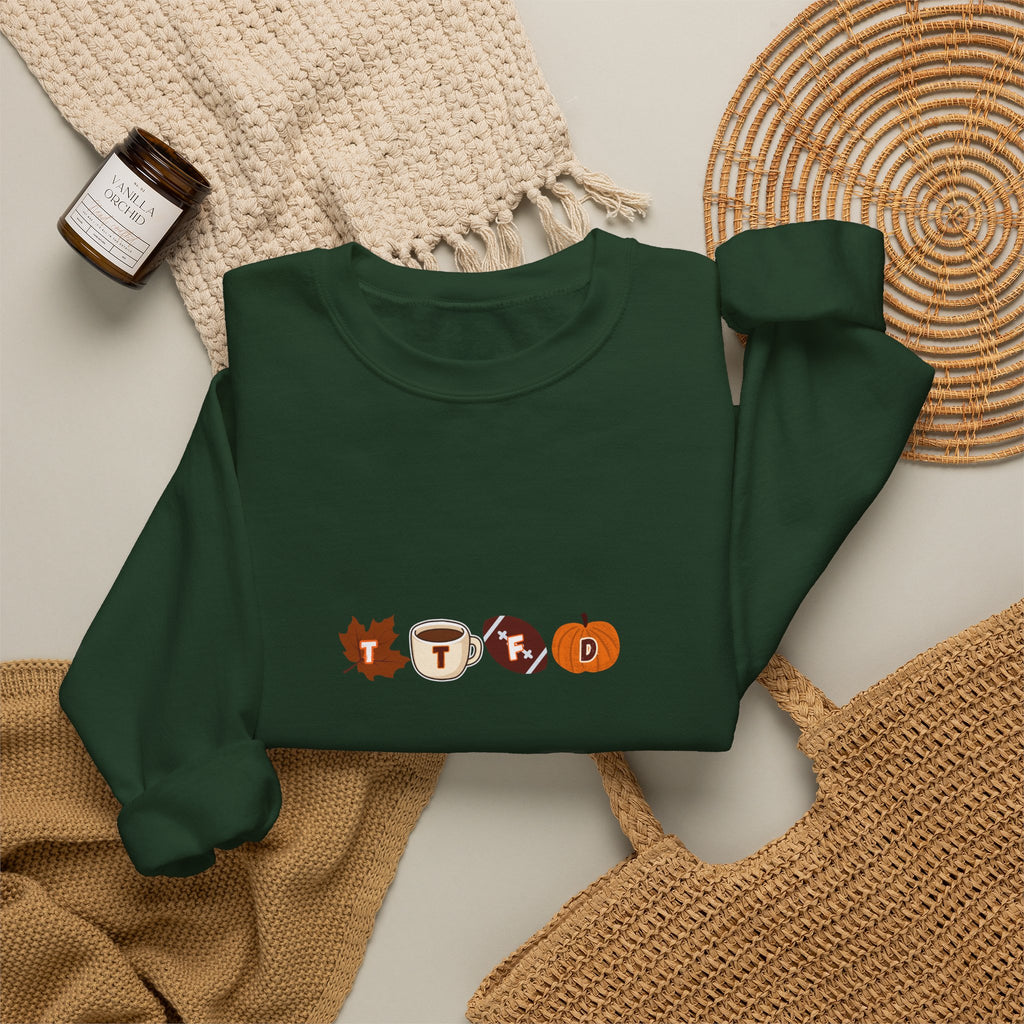 Fall Leaves & Pumpkins Crewneck Sweatshirt — Autumn Graphic Pullover