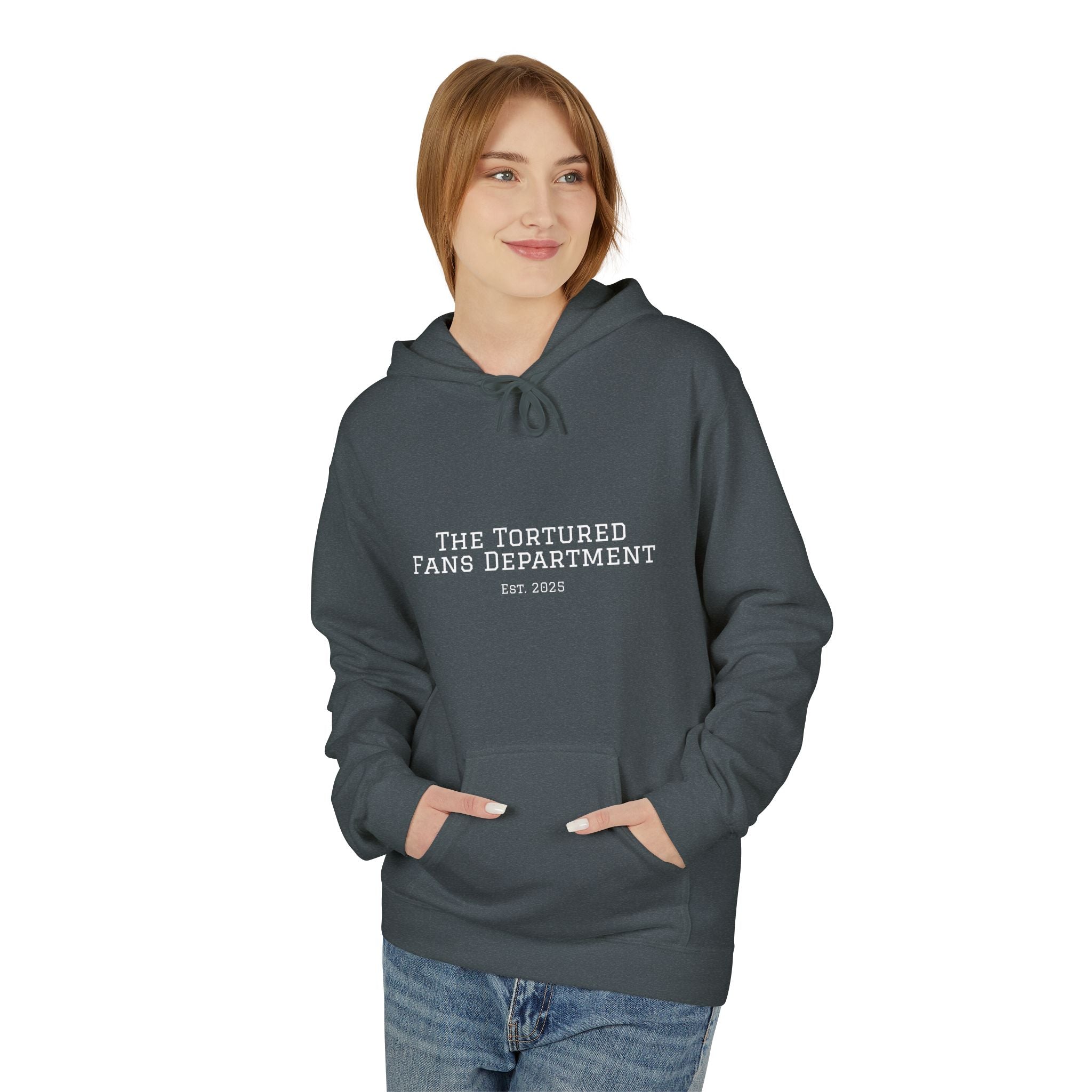 Tortured Fans Department Hoodie, Cozy Unisex Sweatshirt, Perfect for Fans, Gift for Occasions, Casual Wear, Fleece Pullover