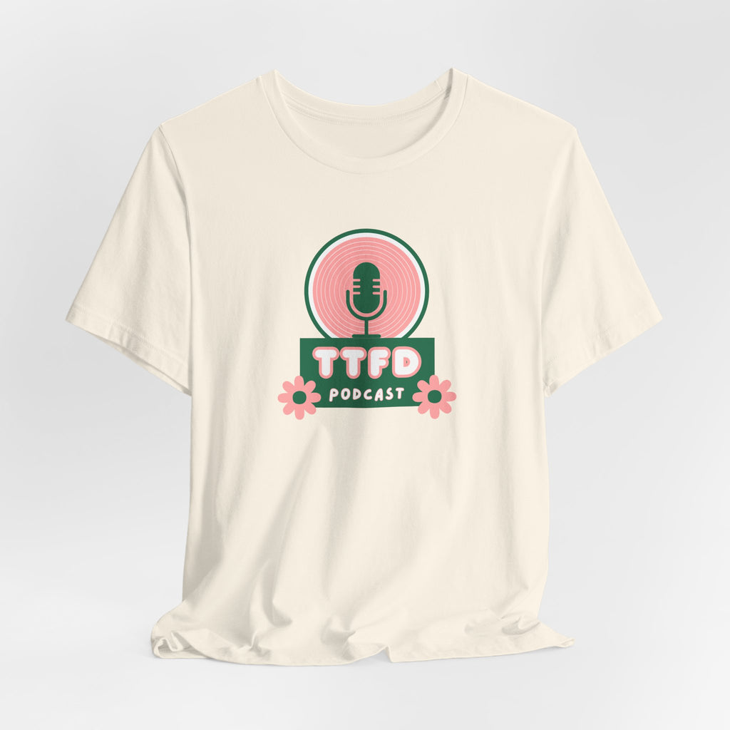 T‑Shirt — TTFD Podcast Logo Tee (Microphone & Flowers)