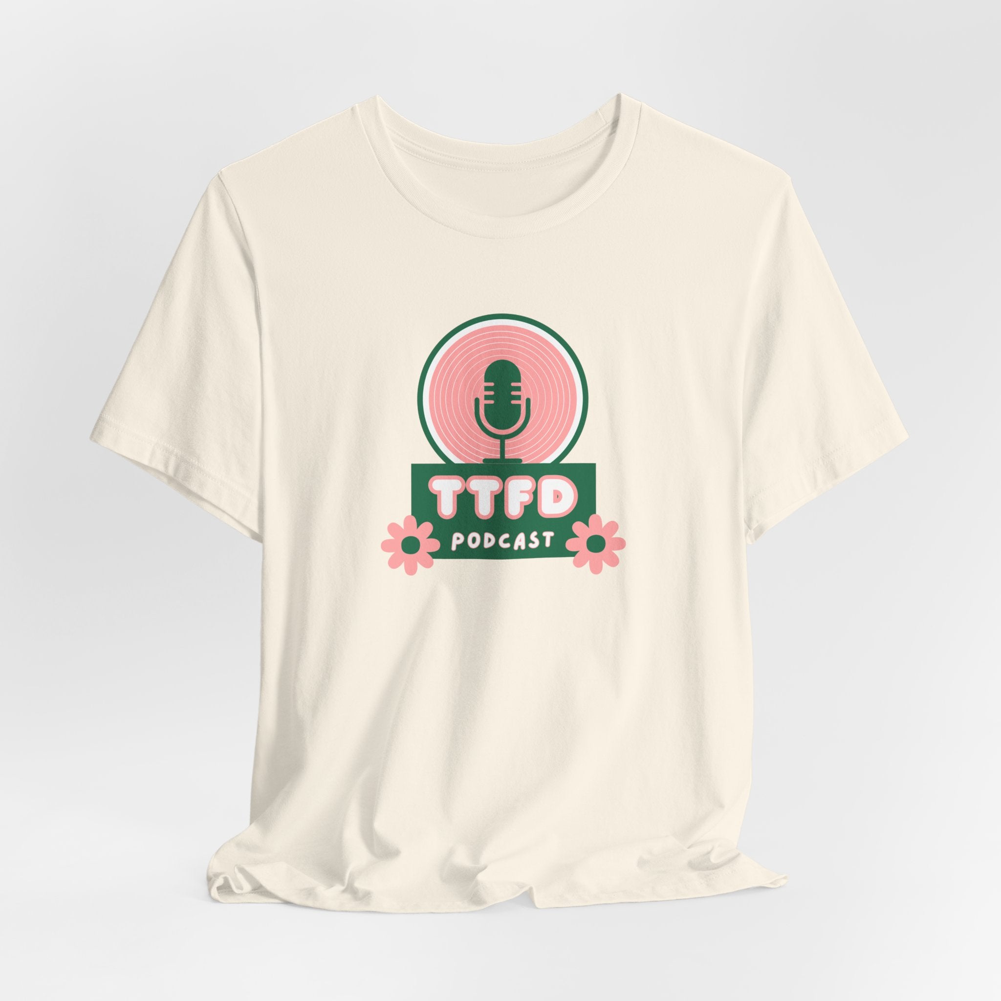 T‑Shirt — TTFD Podcast Logo Tee (Microphone & Flowers)