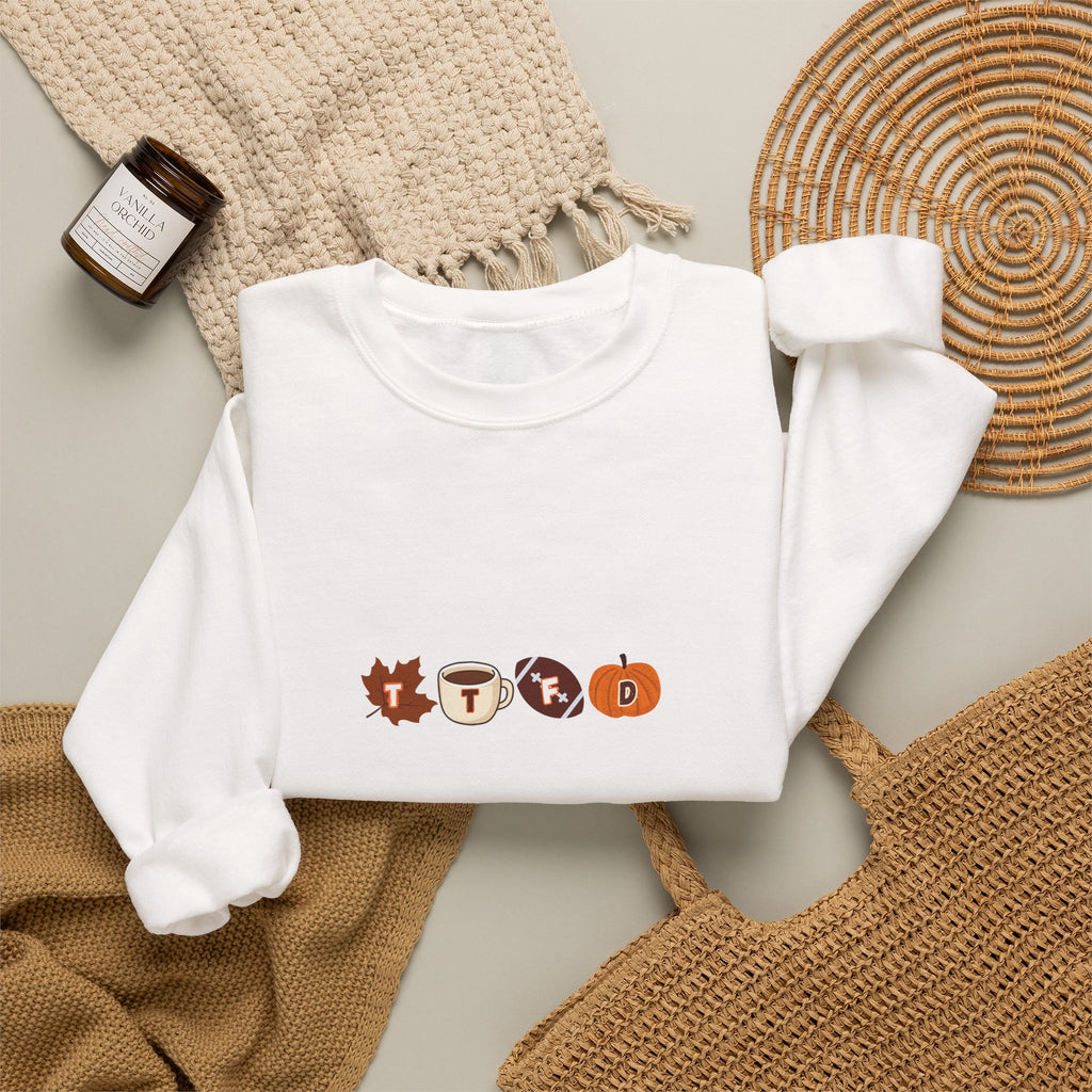 Fall Leaves & Pumpkins Crewneck Sweatshirt — Autumn Graphic Pullover