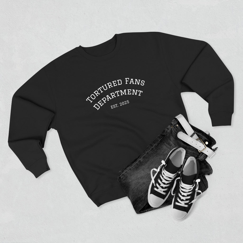 Tortured Fans Unisex Crewneck Sweatshirt - Cozy Gift for Fans, Casual Wear, Oversized Comfort, Great for Events, Emotional Support Clothing