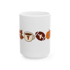 Fall Football Coffee Mug – Cute Pumpkin, Leaf & Cocoa Icons (11oz/15oz)