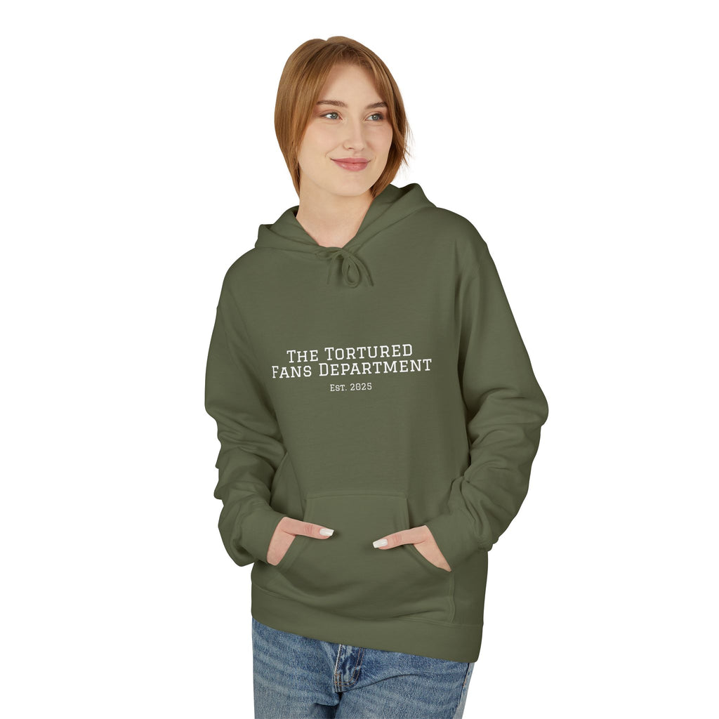 Tortured Fans Department Hoodie, Cozy Unisex Sweatshirt, Perfect for Fans, Gift for Occasions, Casual Wear, Fleece Pullover