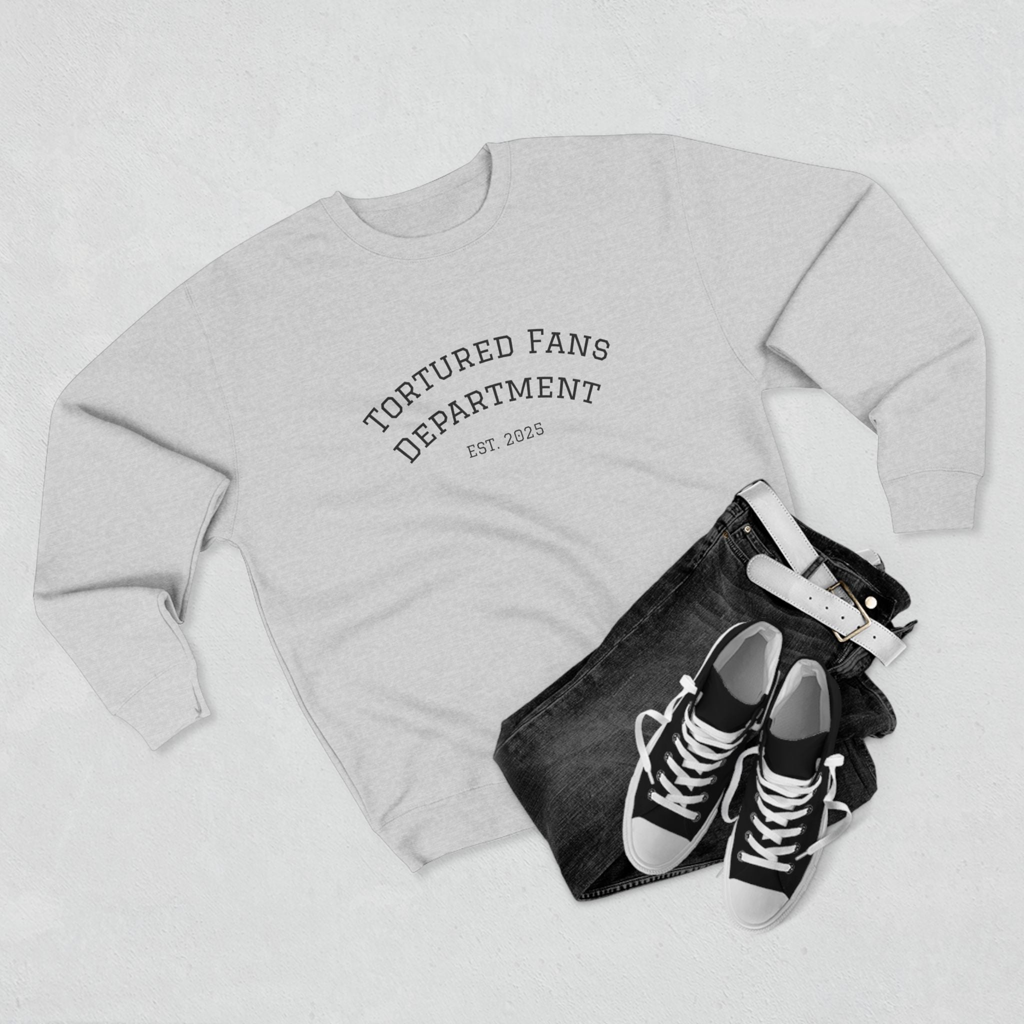 Tortured Fans Unisex Crewneck Sweatshirt - Cozy Gift for Fans, Casual Wear, Oversized Comfort, Great for Events, Emotional Support Clothing
