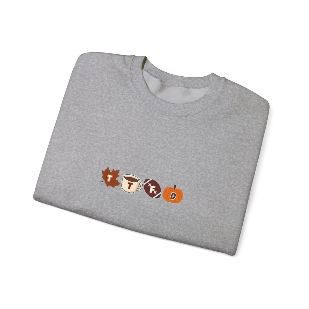 Fall Leaves & Pumpkins Crewneck Sweatshirt — Autumn Graphic Pullover