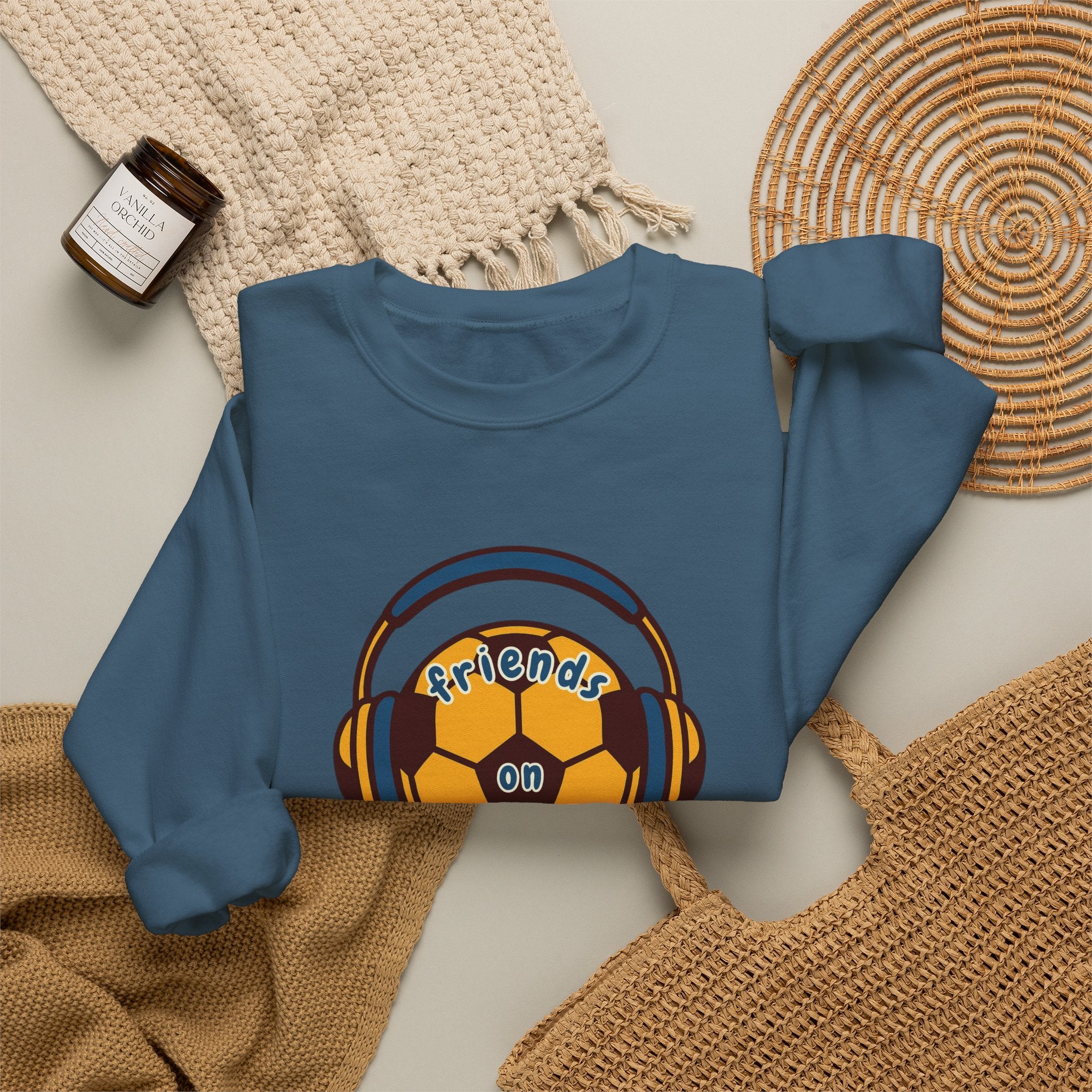Crewneck Sweatshirt — 'Friends on Football' Headphones Logo
