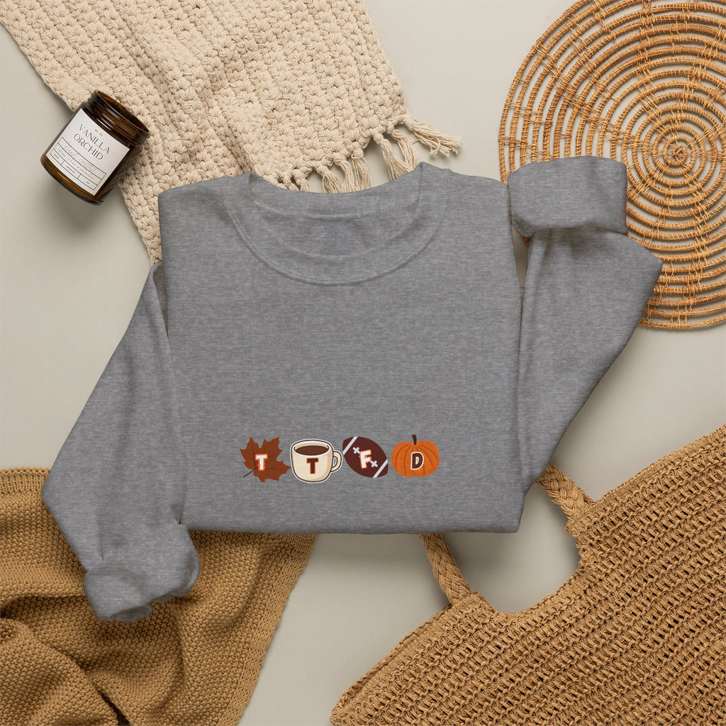 Fall Leaves & Pumpkins Crewneck Sweatshirt — Autumn Graphic Pullover